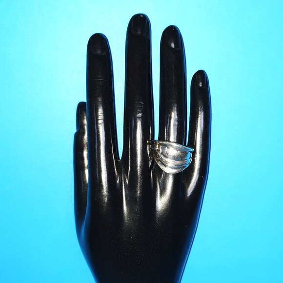 Fancy Vintage European Sterling Silver Wave Design Modernist Ring – Size 9.5 - Picture 11 of 14